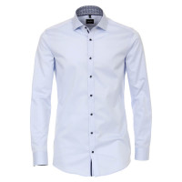 Camicia Venti BODY FIT TWILL azzurro con Spaccato  collar in taglio stretto