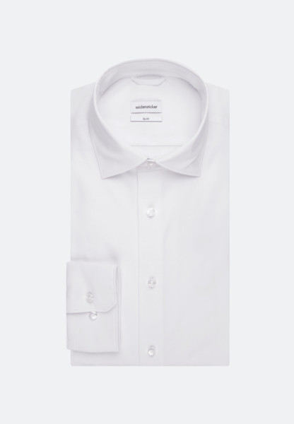 Chemise Seidensticker SLIM FIT UNI STRETCH blanc avec col Kent en coupe étroite