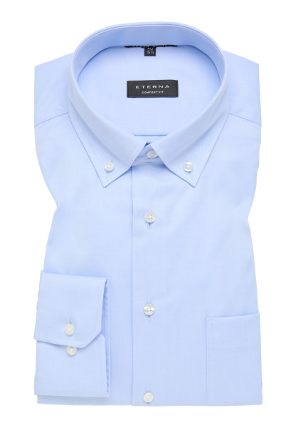 Camisa Eterna COMFORT FIT TWILL azul claro con cuello Button Down de corte clásico