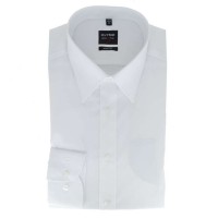 Chemise OLYMP Level Five body fit UNI POPELINE blanc avec col New York Kent en coupe étroite