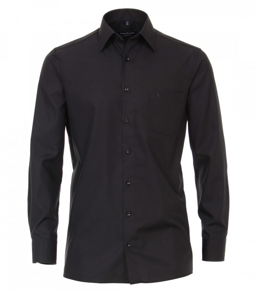 Camisa CASAMODA COMFORT FIT UNI POPELINE negro con cuello Kent de corte clásico