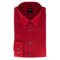 Camisa OLYMP Level Five body fit UNI POPELINE rojo con cuello New York Kent de corte estrecho