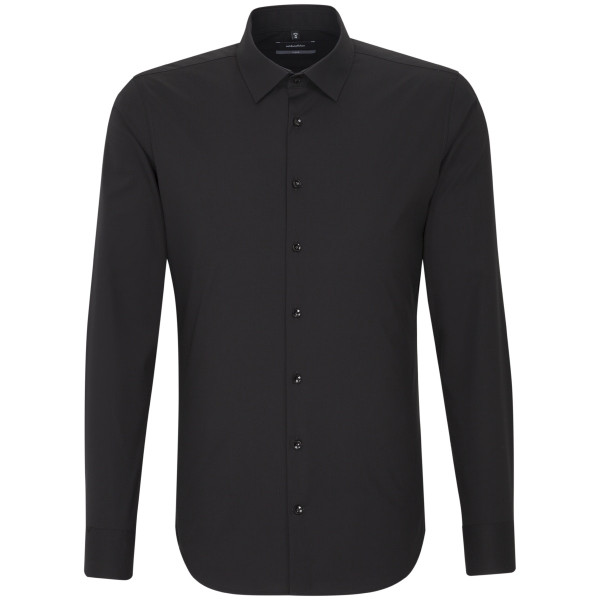 Camisa Seidensticker X-SLIM UNI POPELINE negro con cuello Business Kent de corte súper estrecho