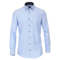 Camisa Venti MODERN FIT ESTRUCTURA azul claro con cuello Button Down de corte moderno