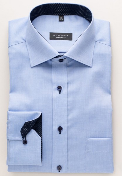 Camisa Eterna COMFORT FIT FINO OXFORD azul medio con cuello Clásico Kent de corte clásico