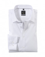 Chemise OLYMP No. Six super slim UNI POPELINE blanc avec col Urban Kent en coupe super étroite