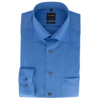 Chemise OLYMP Luxor modern fit CHAMBRAY bleu moyen avec col Nouveau Kent en coupe moderne