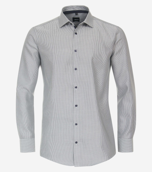 Venti Hemd MODERN FIT STRUKTUR grau mit Kent Kragen in moderner Schnittform