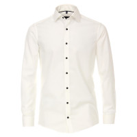 Camisa Venti MODERN FIT UNI POPELINE beige con cuello Kent de corte moderno