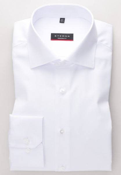 Camisa Eterna MODERN FIT TWILL blanco con cuello Clásico Kent de corte clásico