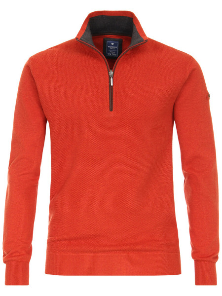 Redmond sweater REGULAR FIT MELANGE red with Stand-up collar collar in classic cut