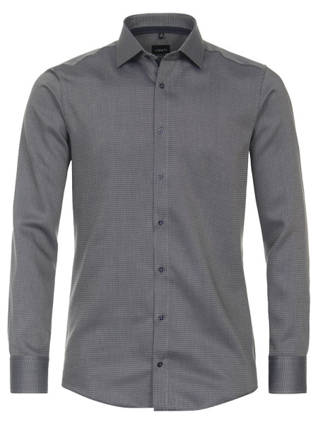 Venti overhemd MODERN FIT STRUCTUUR grauw met Kent-kraag in moderne snit