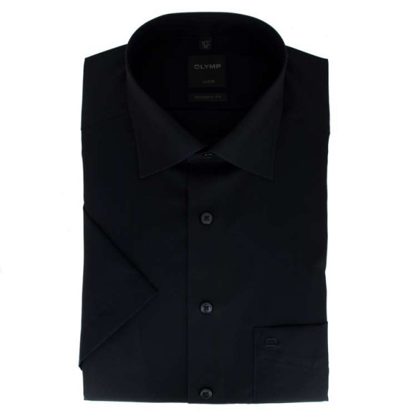 Camicia OLYMP Luxor modern fit UNI POPELINE nero con Nuovo Kent collar in taglio moderno