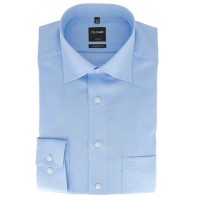 Chemise OLYMP Luxor modern fit NATTÉ bleu clair avec col Nouveau Kent en coupe moderne