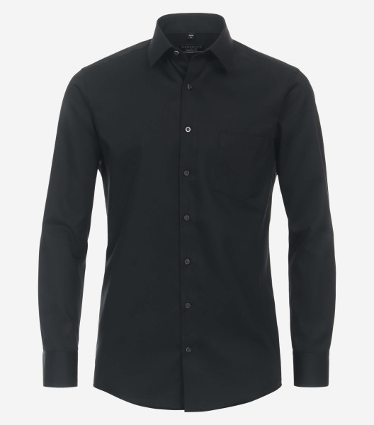 Camisa Redmond COMFORT FIT TWILL negro con cuello Kent de corte clásico