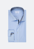 Camisa Seidensticker TAILORED UNI POPELINE azul claro con cuello Business Kent de corte estrecho