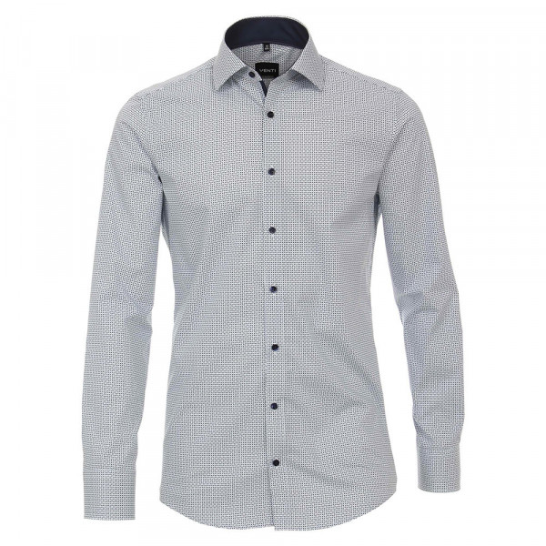 Venti Hemd MODERN FIT PRINT mittelblau mit Kent Kragen in moderner Schnittform